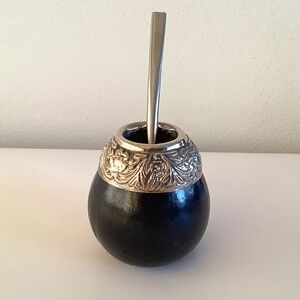 Argentina Yerba Mate Gourd (mate) and Straw (bombilla) NEW
